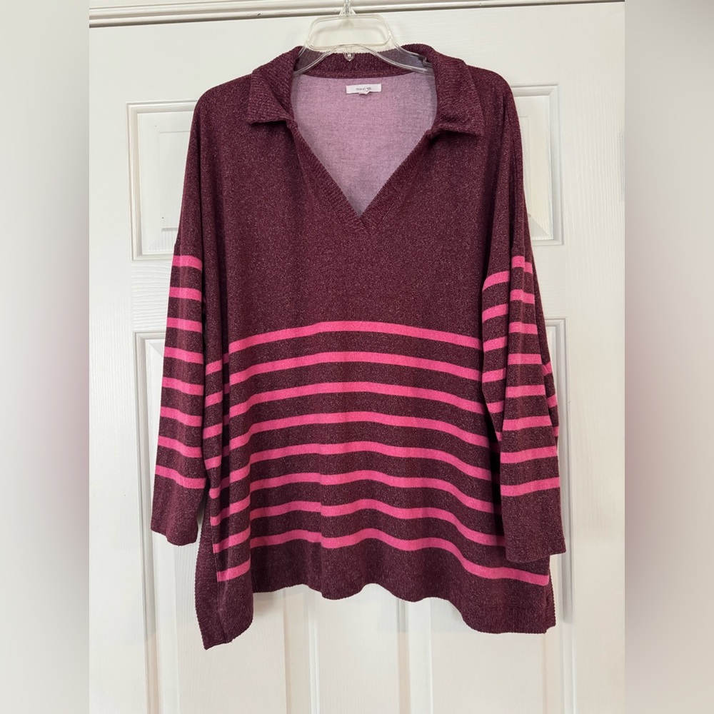 Maurices long sleeved v-neck striped shirt size 0x
